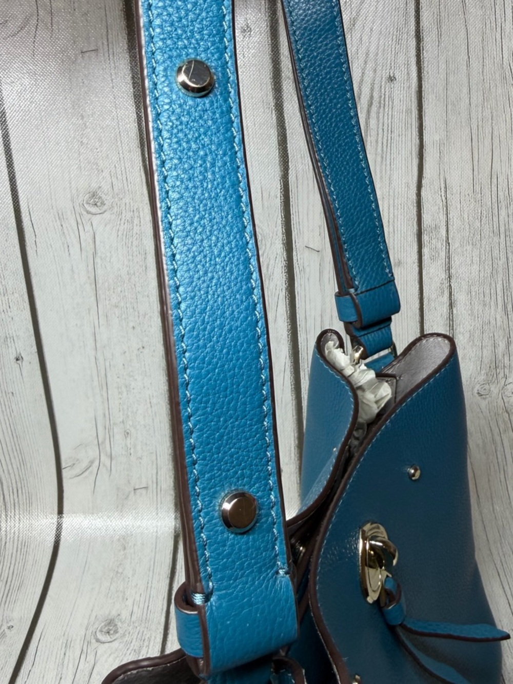 PRE LOVED Kate Spade Bucket Bag & Card Wallet Bundle Pebble Leather Dark Peaco - Picture 6 of 15